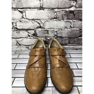 Ecco Brown Leather Casual Hook And Loop Strap Comfort Shoes Women Sz 40EU/9M US